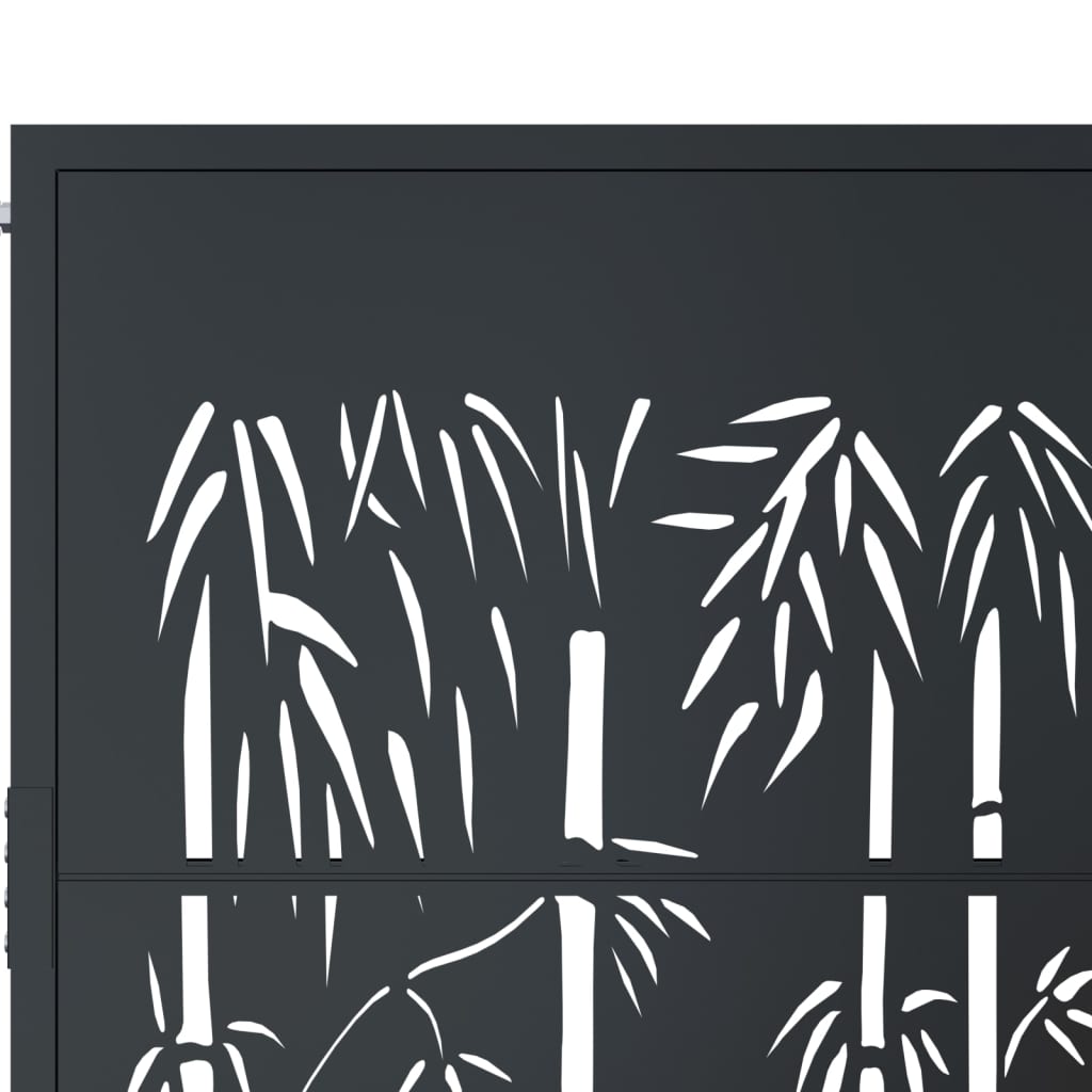 Garden Gate Anthracite Steel Bamboo Design
