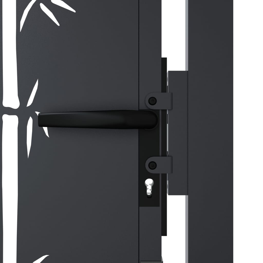 Garden Gate Anthracite Steel Bamboo Design