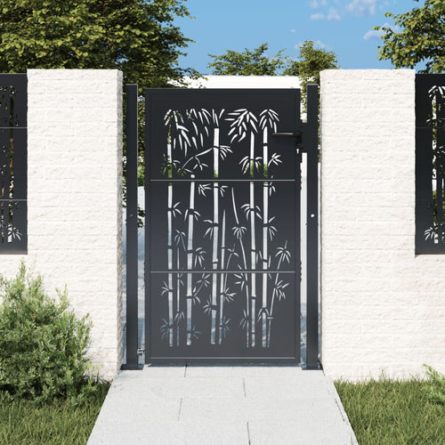 Garden Gate Anthracite Steel Bamboo Design