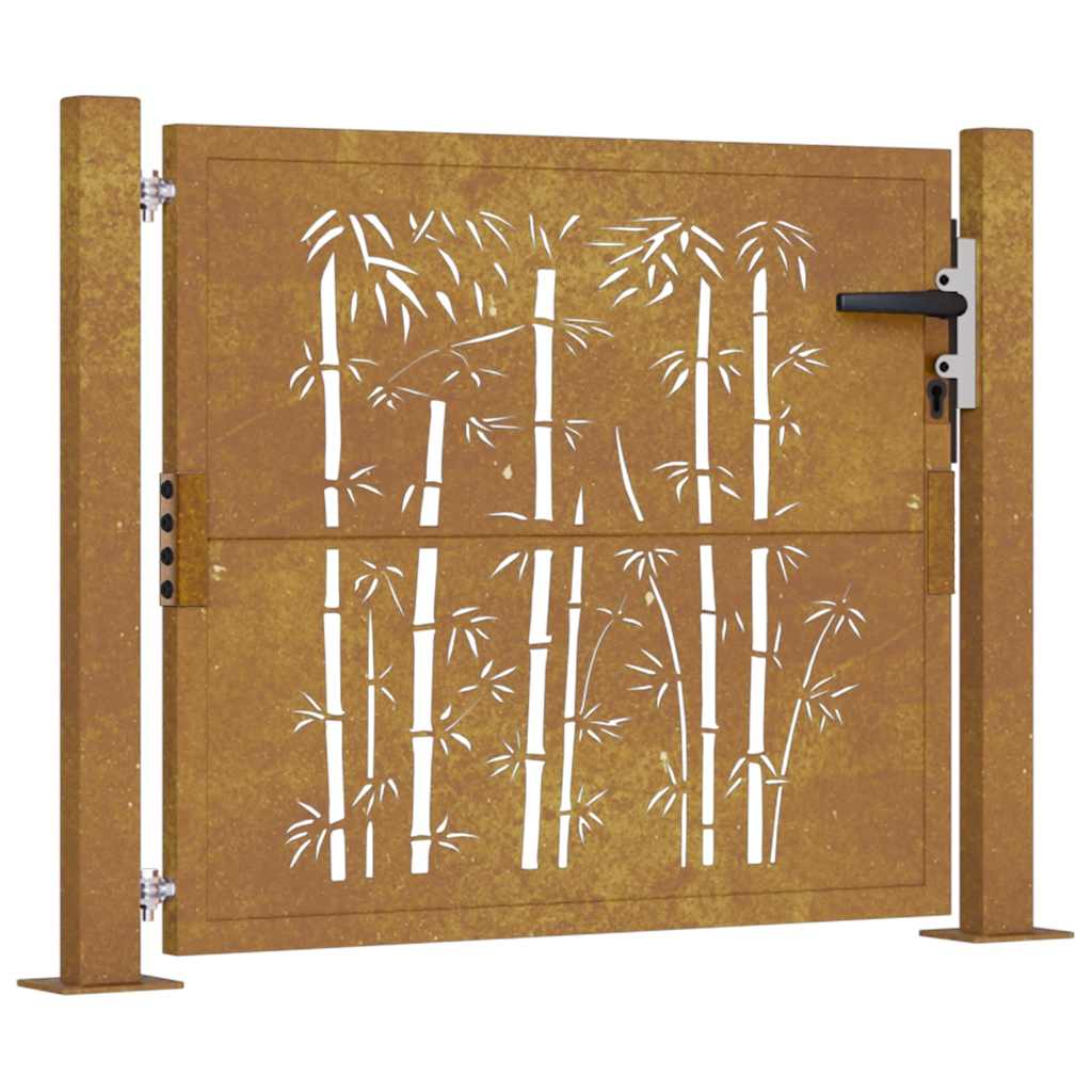 Garden Gate Corten Steel Bamboo Design