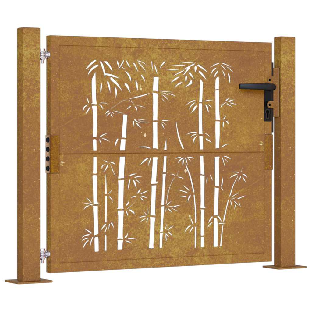Garden Gate Corten Steel Bamboo Decorative Privacy Fence Outdoor Rusty Lockable