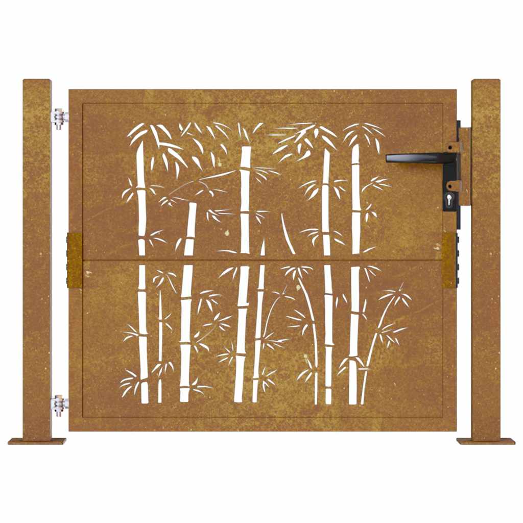 Garden Gate Corten Steel Bamboo Decorative Privacy Fence Outdoor Rusty Lockable