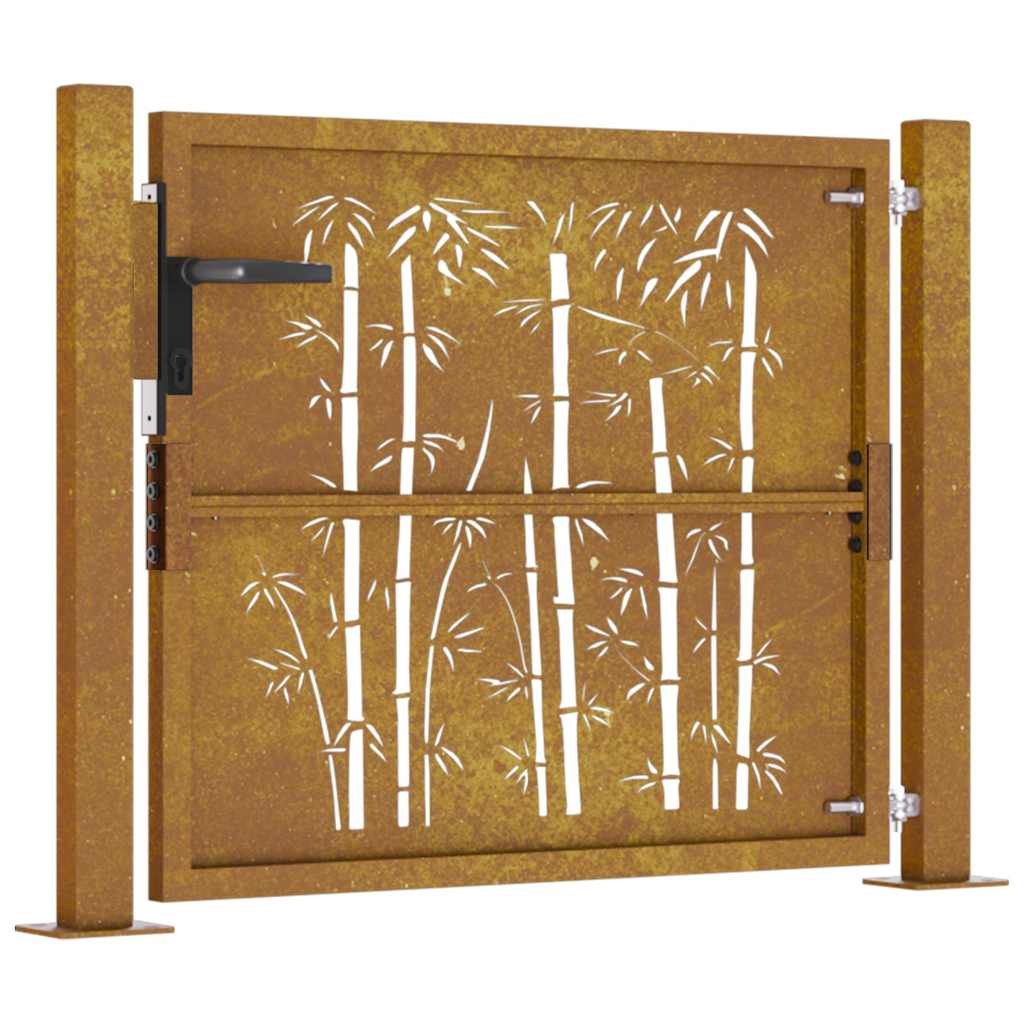 Garden Gate Corten Steel Bamboo Decorative Privacy Fence Outdoor Rusty Lockable