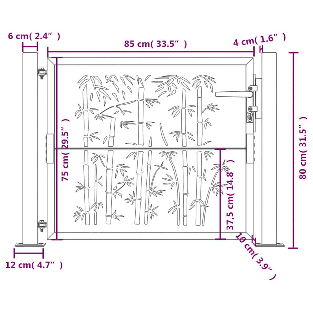 Garden Gate Corten Steel Bamboo Design