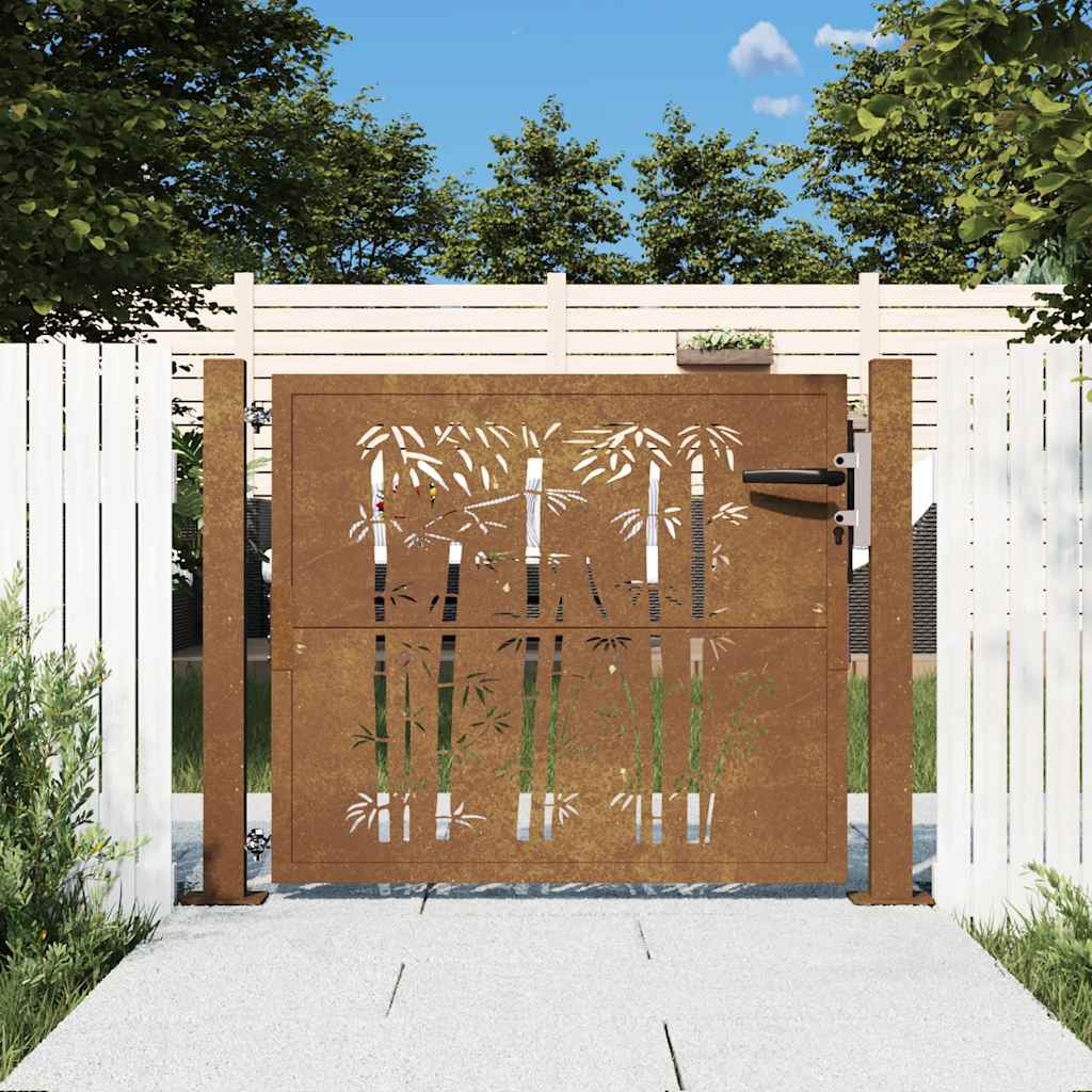 Garden Gate Corten Steel Bamboo Design