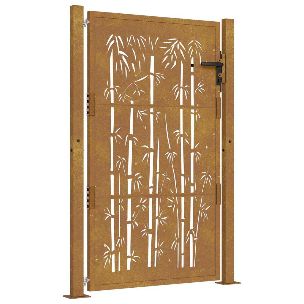 Garden Gate Corten Steel Bamboo Decorative Privacy Fence Outdoor Rusty Lockable