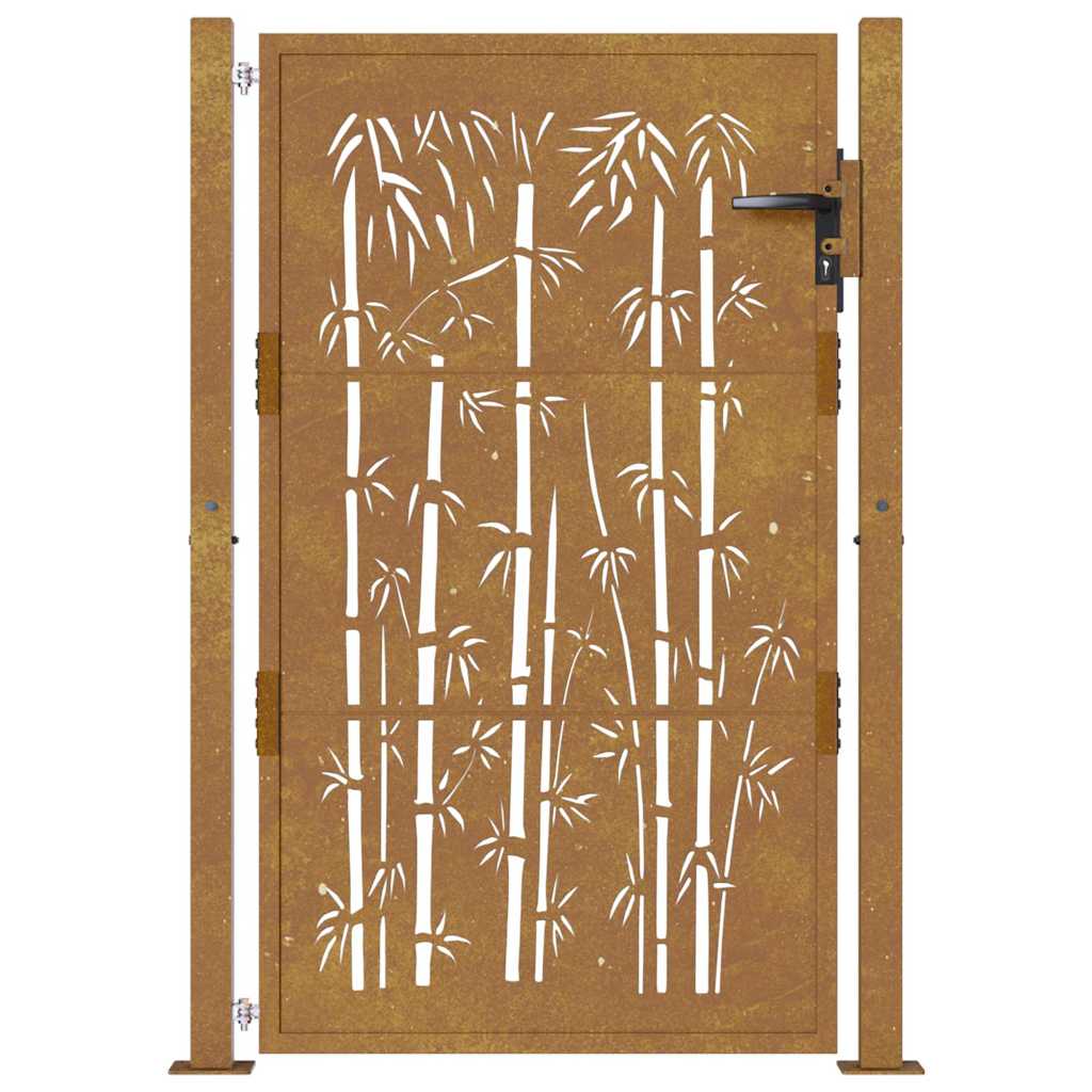 Garden Gate Corten Steel Bamboo Decorative Privacy Fence Outdoor Rusty Lockable