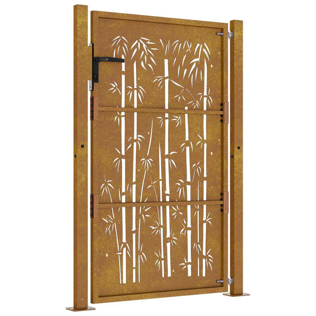Garden Gate Corten Steel Bamboo Decorative Privacy Fence Outdoor Rusty Lockable