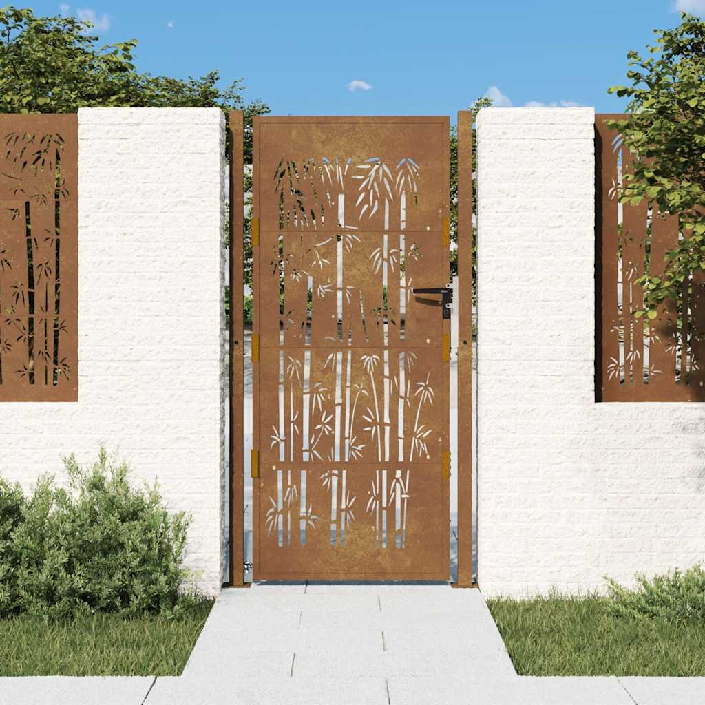 Garden Gate Corten Steel Bamboo Design