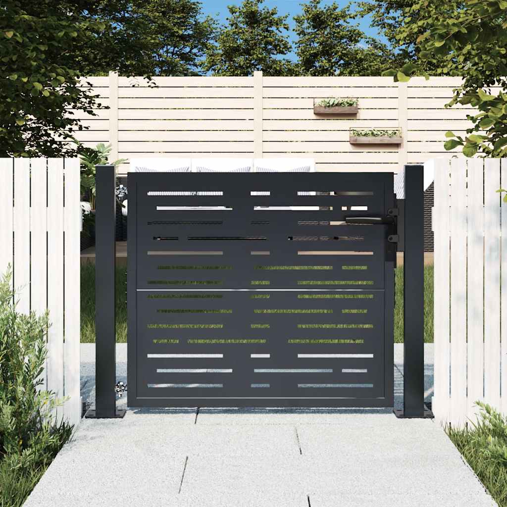 Garden Gate Fence Lockable Steel Outdoor Security Posts & Keys Anthracite