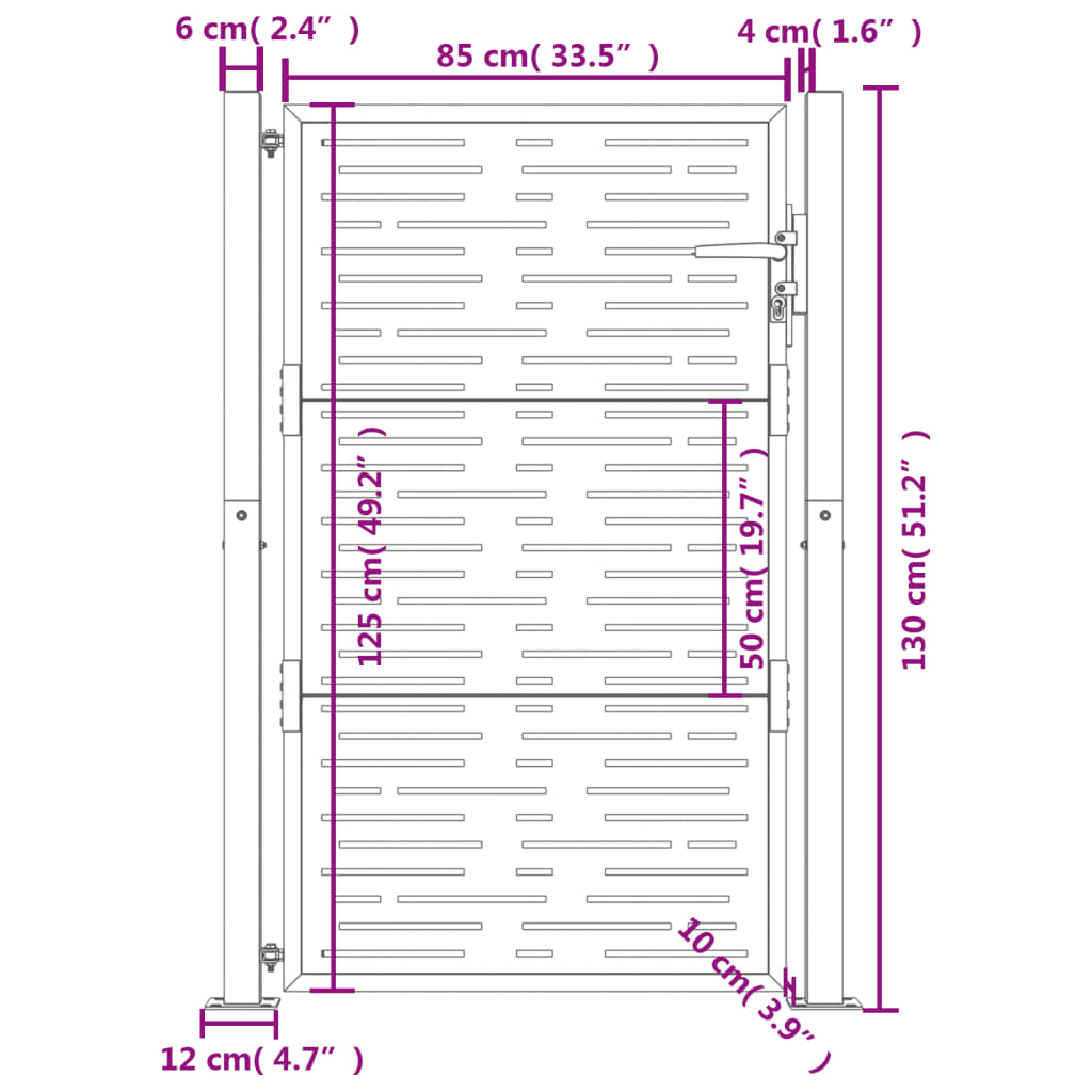 Garden Gate Anthracite Steel Square Design