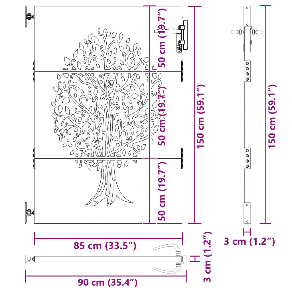 Garden Gate Corten Steel Tree Design