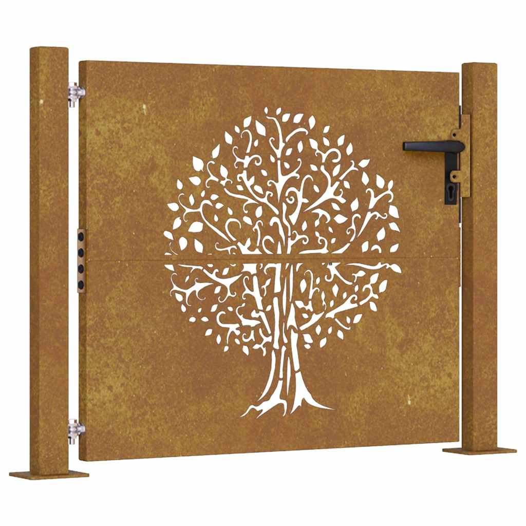 Garden Gate Galvanised Steel Silver Lockable Fence Outdoor Entrance Rusty Black