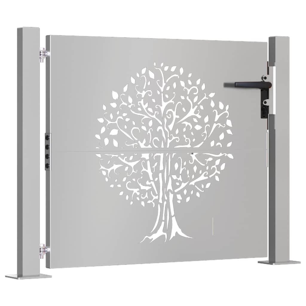 Garden Gate Galvanised Steel Silver Lockable Fence Outdoor Entrance Rusty Black