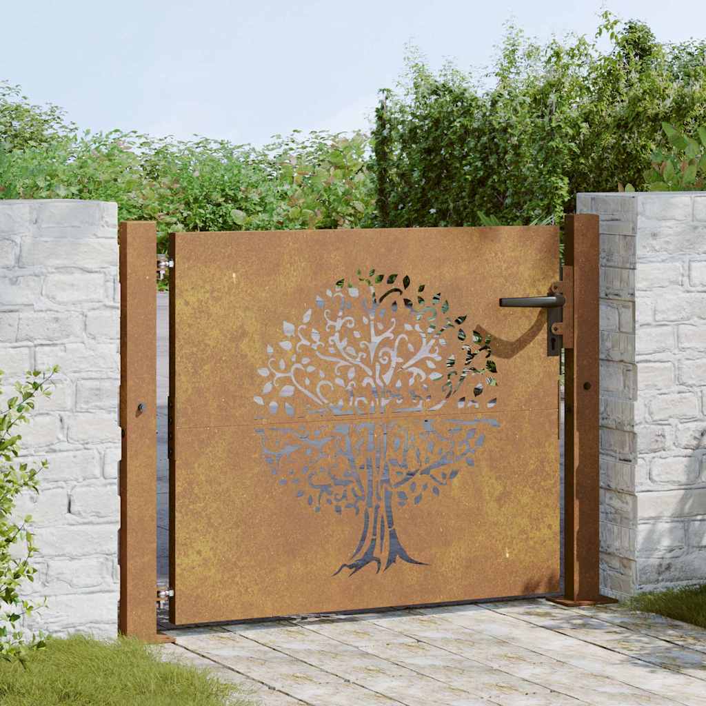 Garden Gate Galvanised Steel Silver Lockable Fence Outdoor Entrance Rusty Black