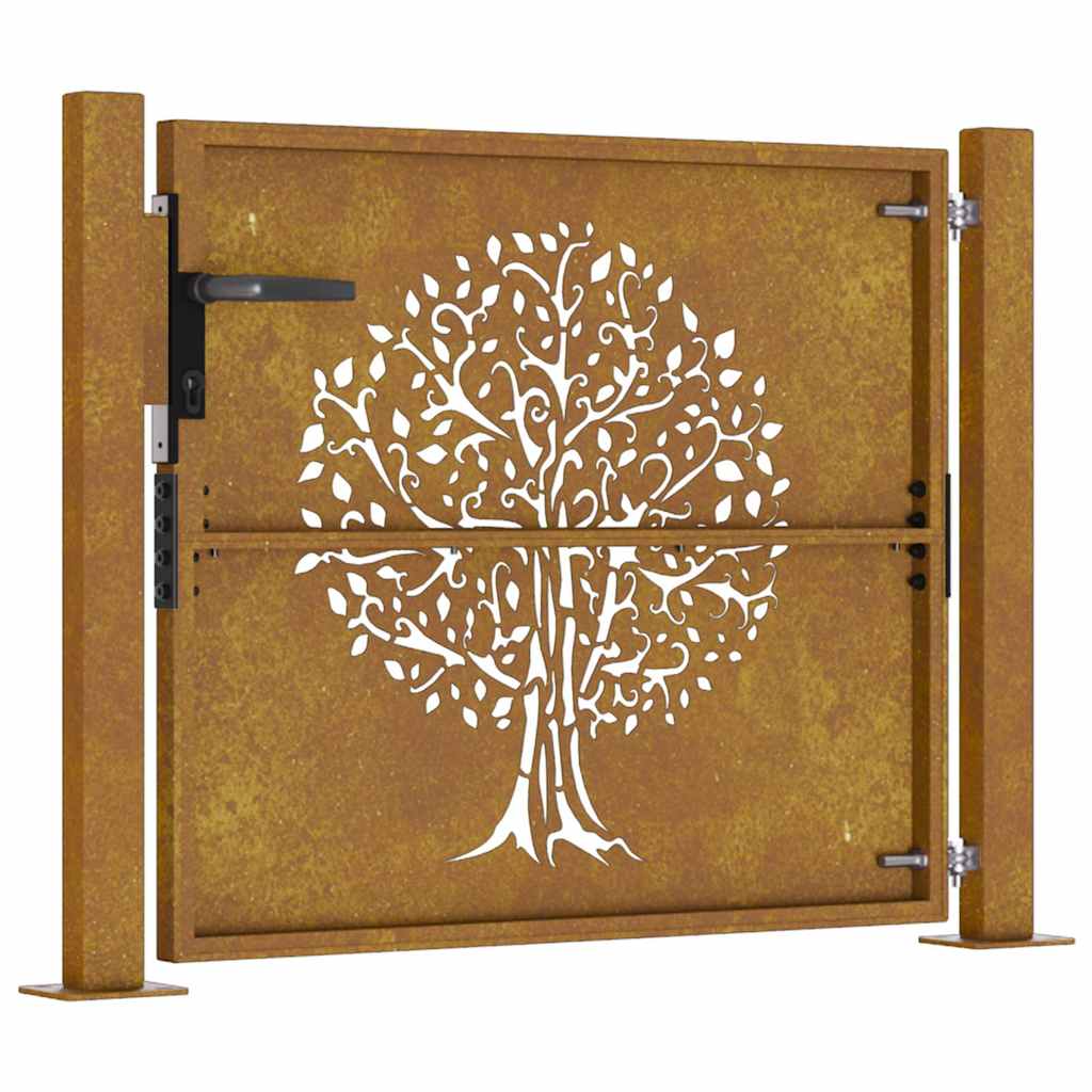 Garden Gate Galvanised Steel Silver Lockable Fence Outdoor Entrance Rusty Black