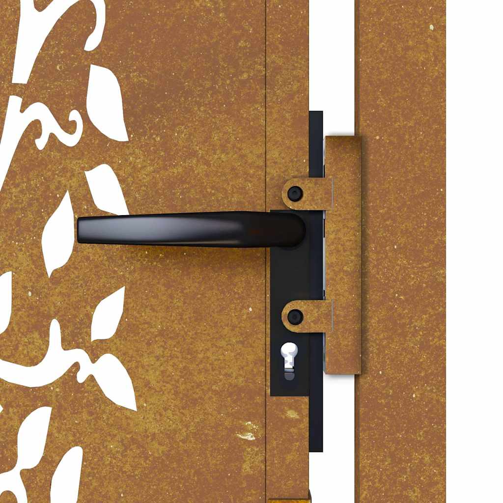 Garden Gate Galvanised Steel Silver Lockable Fence Outdoor Entrance Rusty Black