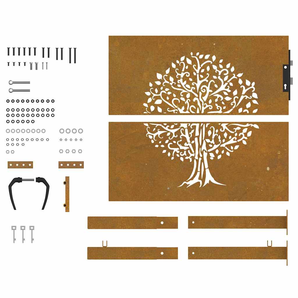 Garden Gate Galvanised Steel Silver Lockable Fence Outdoor Entrance Rusty Black