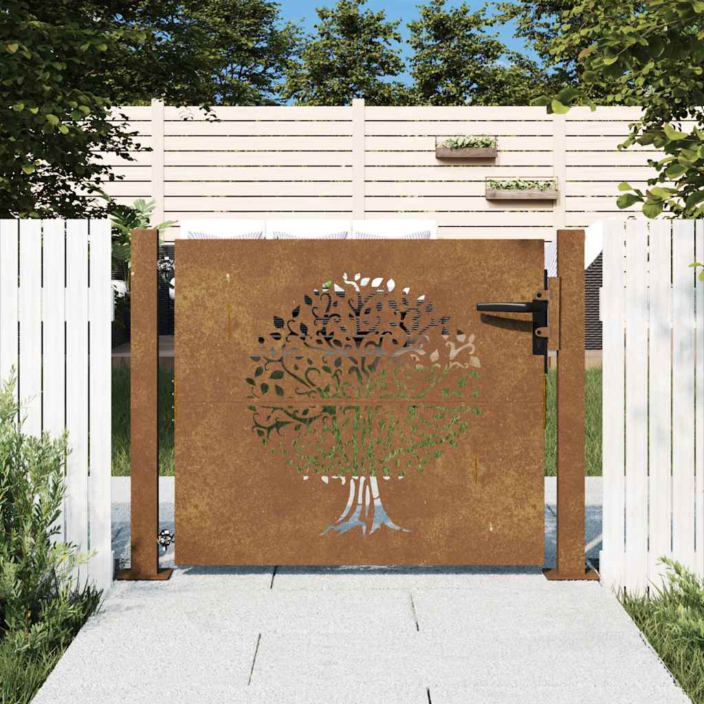 Garden Gate Galvanised Steel Silver Lockable Fence Outdoor Entrance Rusty Black