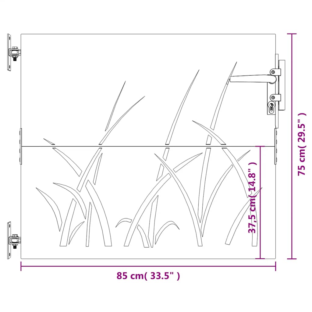 Garden Gate Corten Steel Grass Design