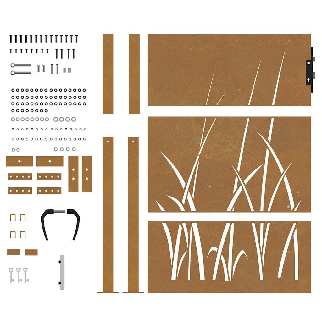 Garden Gate Corten Steel Grass Design