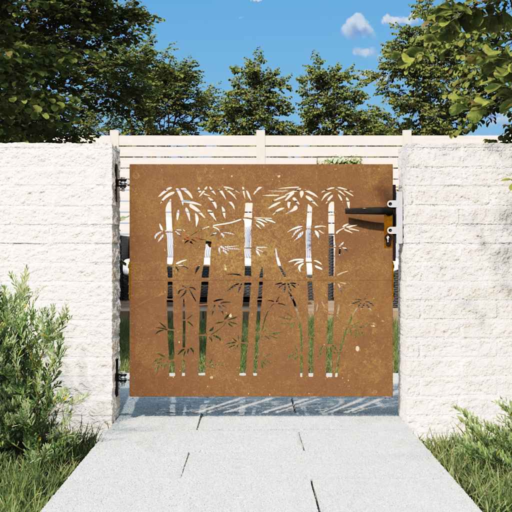 Garden Gate Corten Steel Bamboo Design