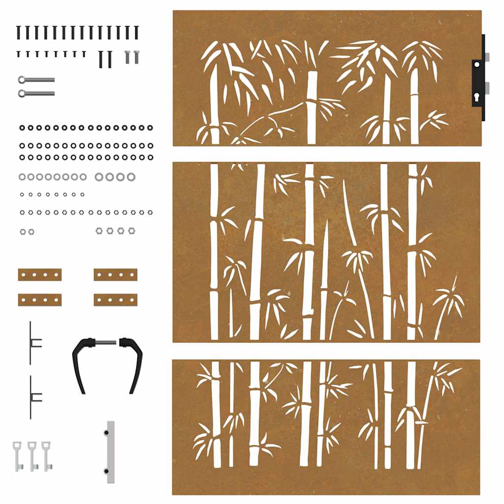 Garden Gate Corten Steel Bamboo Design