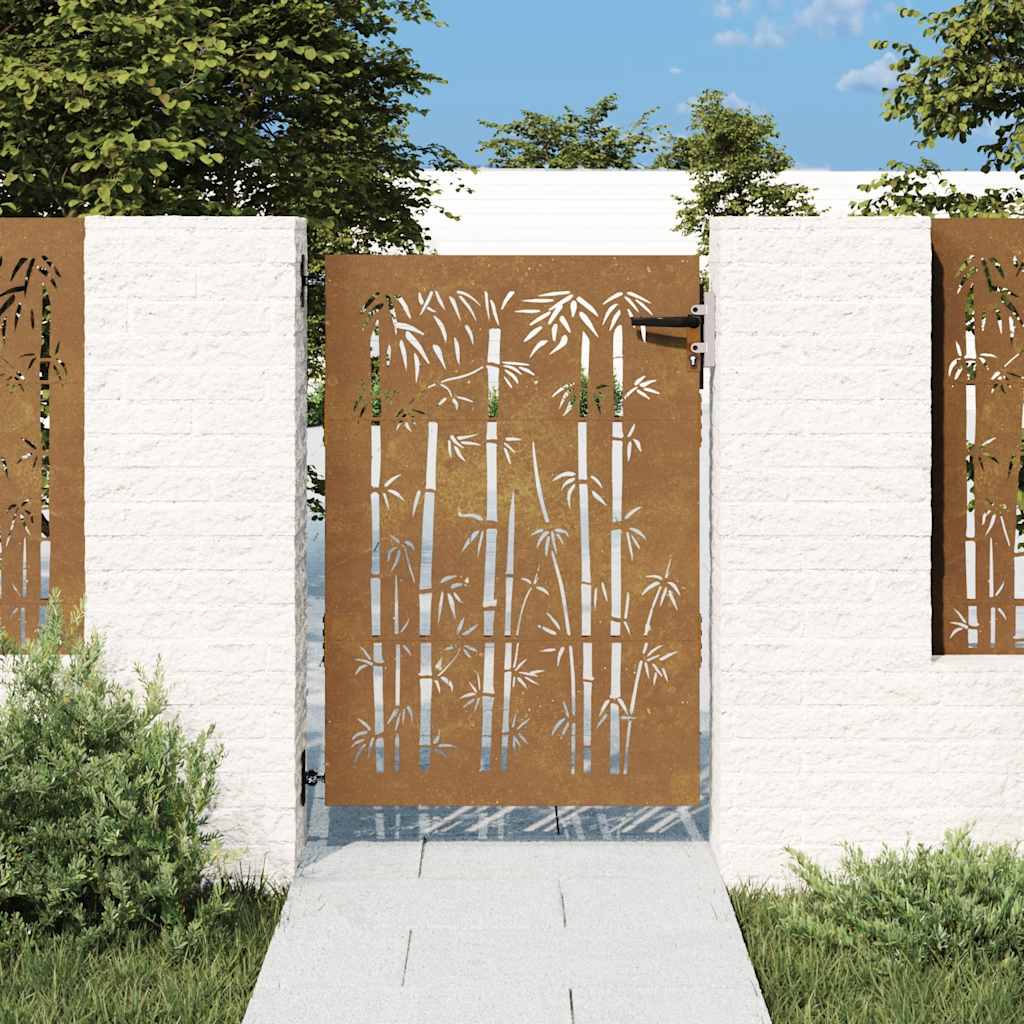 Garden Gate Corten Steel Bamboo Design