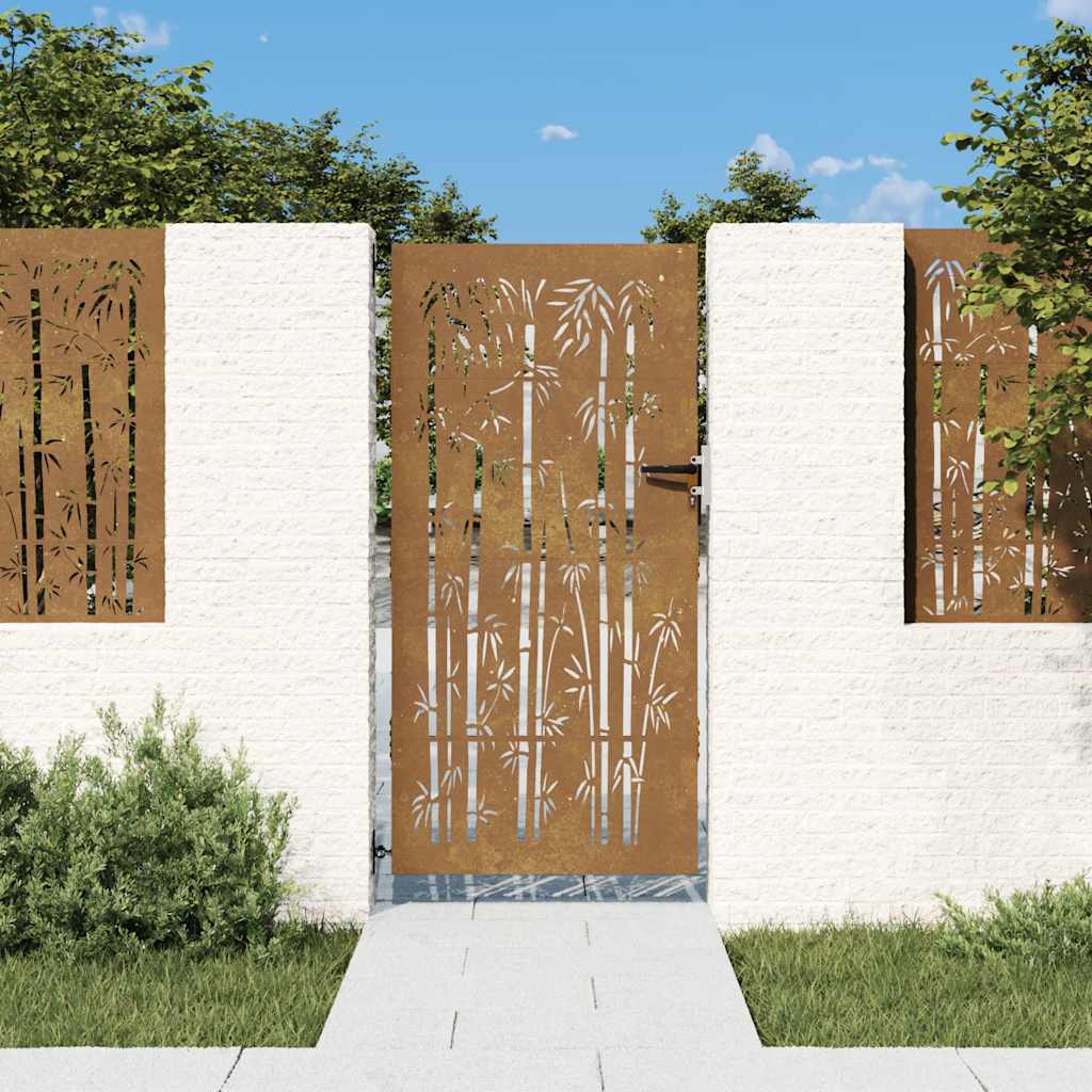 Garden Gate Corten Steel Bamboo Design