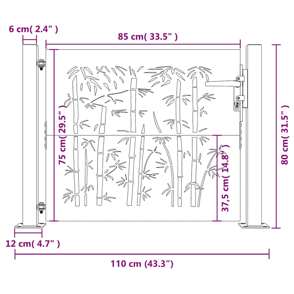 Garden Gate Steel Mesh Fence Door Wall Grille Lockable Outdoor Security Rusty