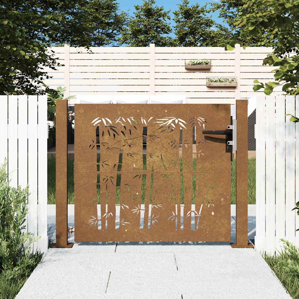 Garden Gate Corten Steel Bamboo Design