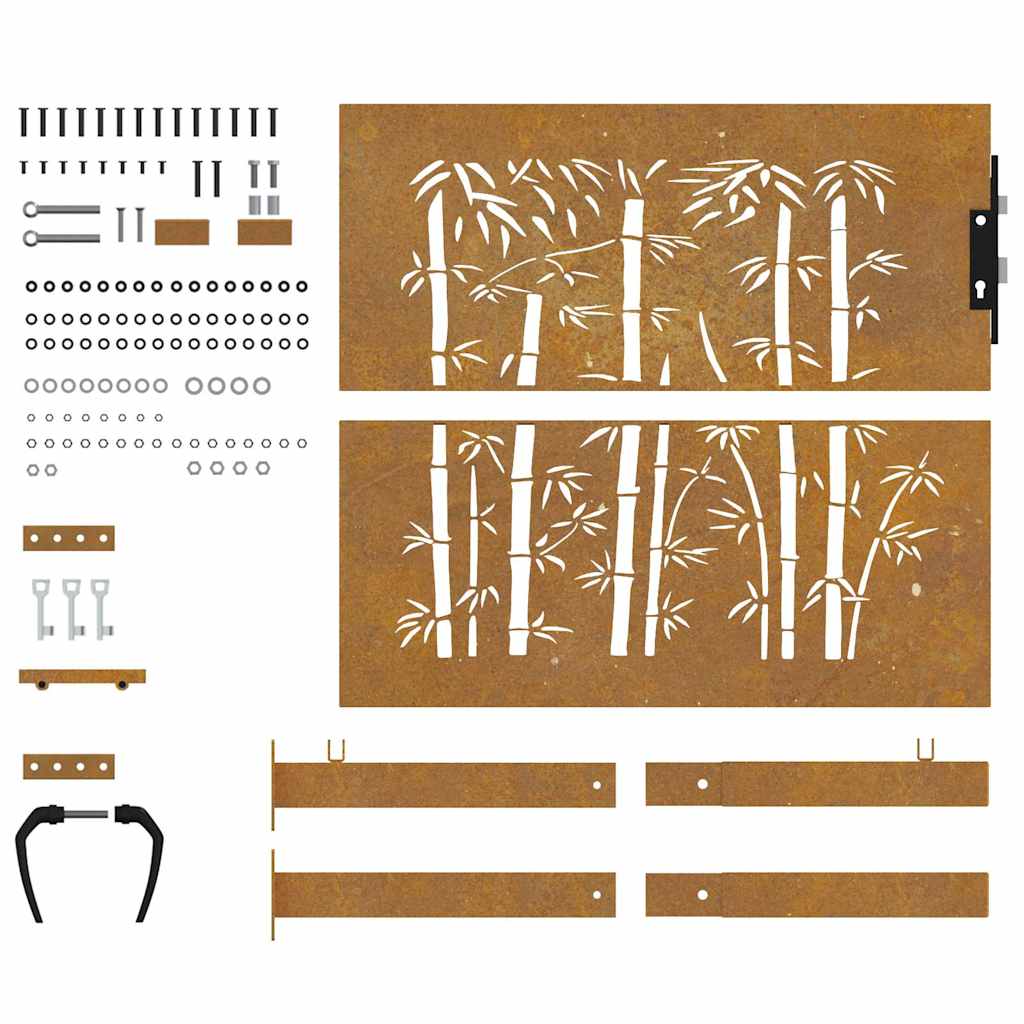 Garden Gate Steel Mesh Fence Door Wall Grille Lockable Outdoor Security Rusty