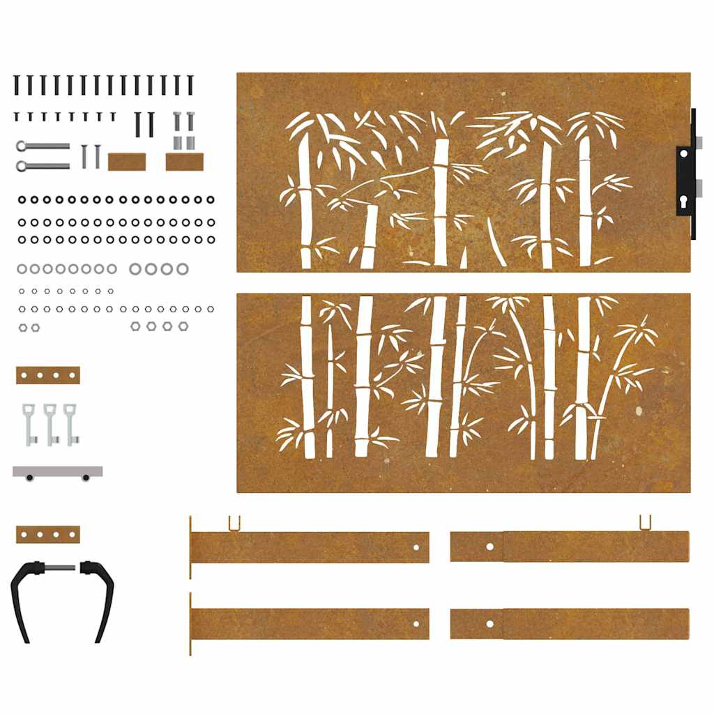 Garden Gate Corten Steel Bamboo Design