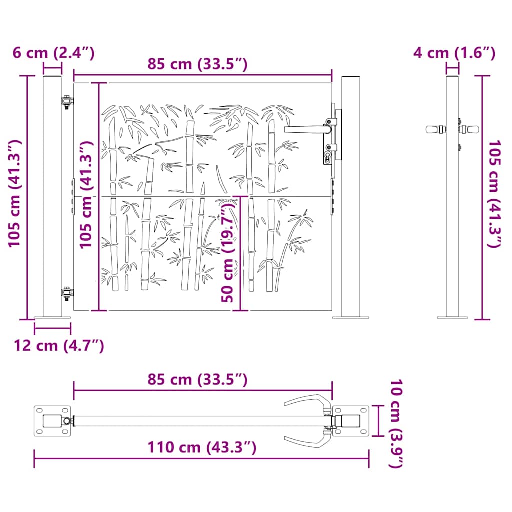 Garden Gate Steel Mesh Fence Door Wall Grille Lockable Outdoor Security Rusty
