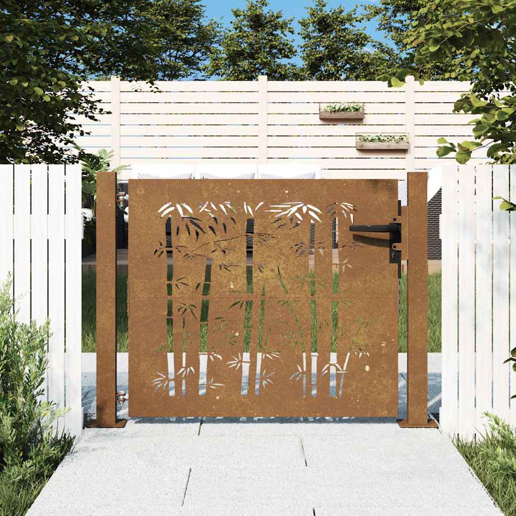 Garden Gate Steel Mesh Fence Door Wall Grille Lockable Outdoor Security Rusty