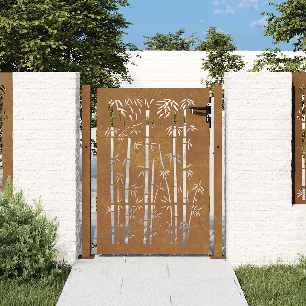 Garden Gate Corten Steel Bamboo Design