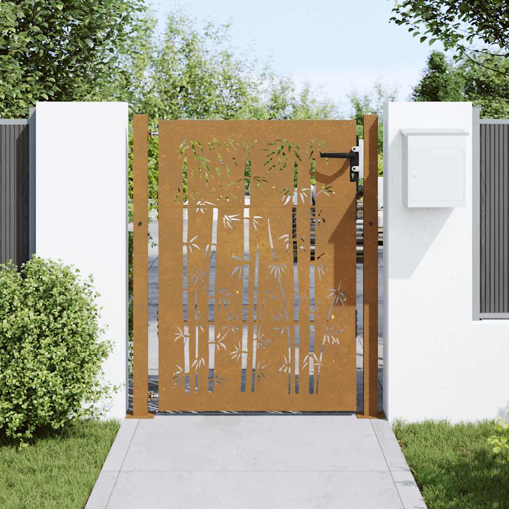 Garden Gate Corten Steel Bamboo Design