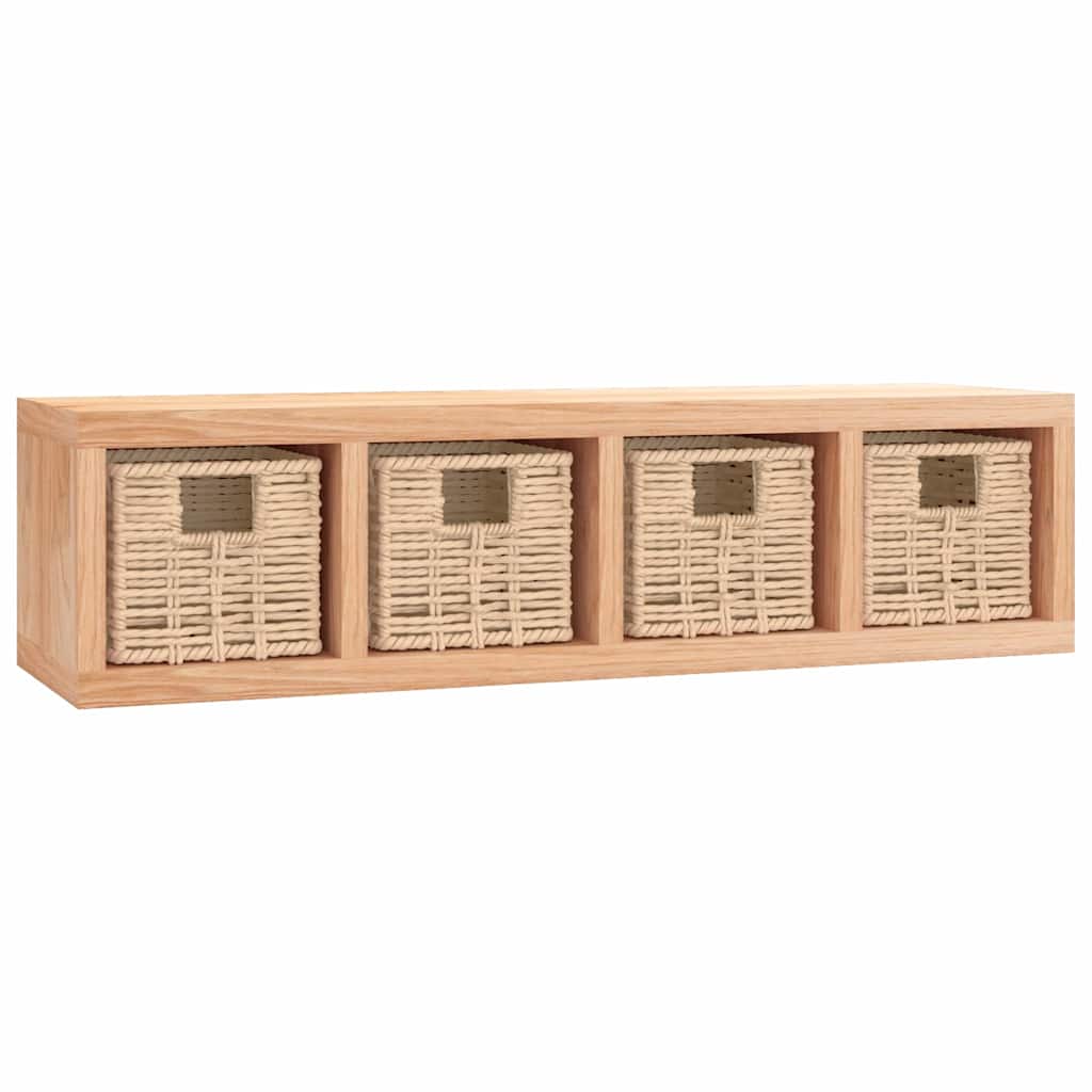 Wall Shelf Baskets Solid Walnut Wood Storage 62x18x16cm Rustic Removable 62 cm