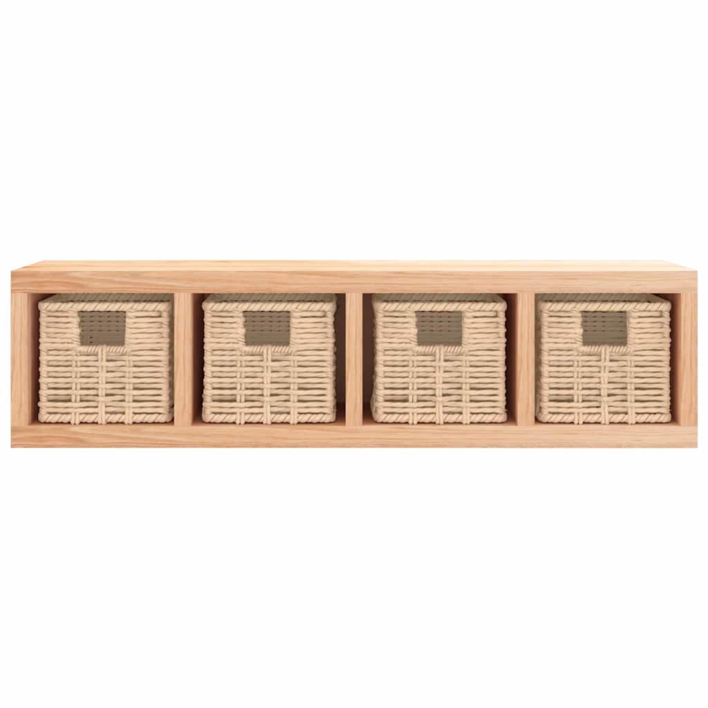 Wall Shelf Baskets Solid Walnut Wood Storage 62x18x16cm Rustic Removable 62 cm