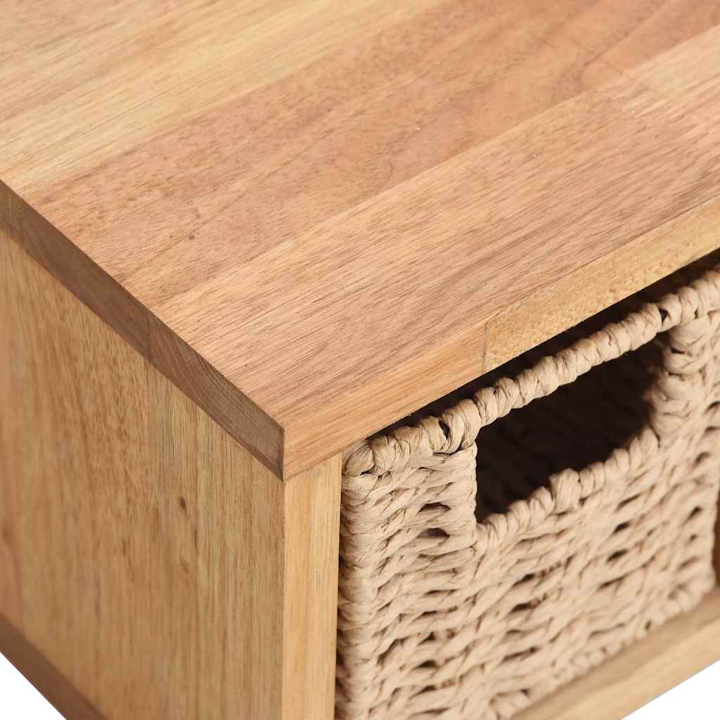 Wall Shelf Baskets Solid Walnut Wood Storage 62x18x16cm Rustic Removable 62 cm