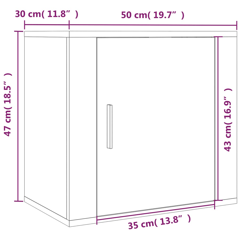 Wall-Mounted Bedside Cabinet 50X30X47 Cm