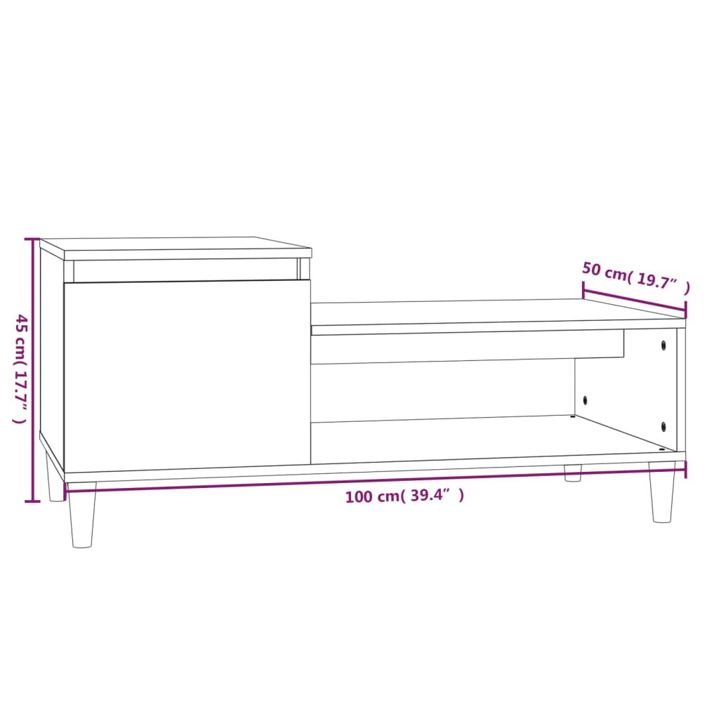 Coffee Table 100X50X45 Cm Engineered Wood