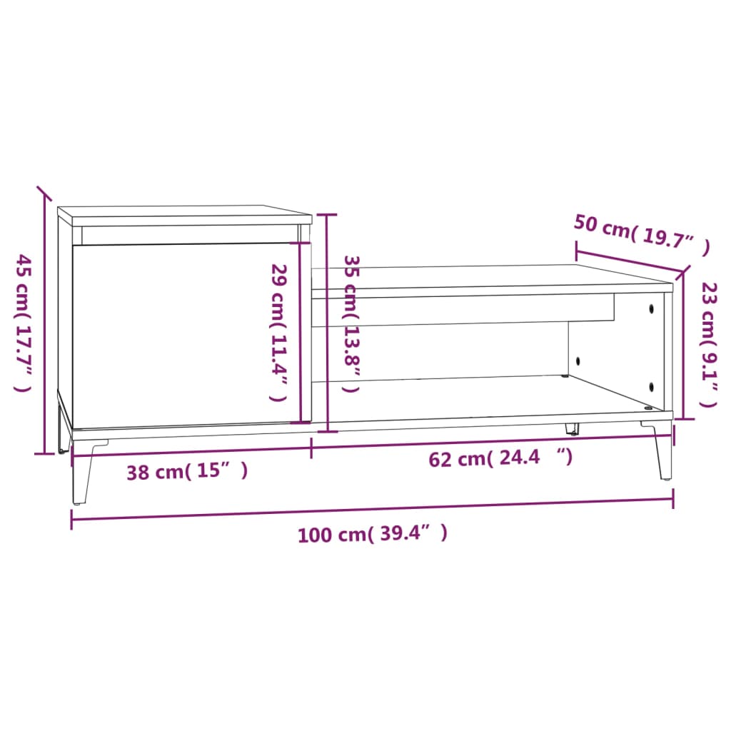 Coffee Table 100X50X45 Cm Engineered Wood