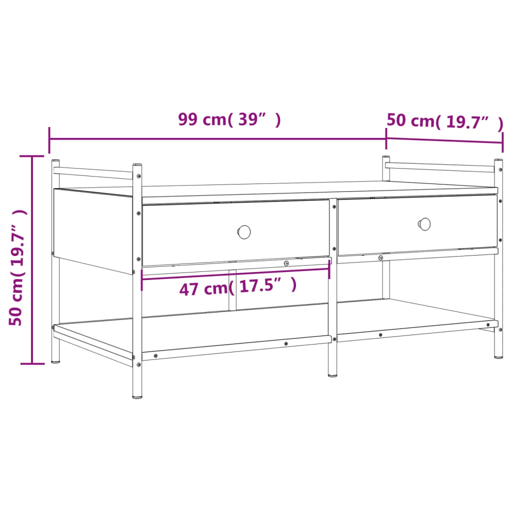 Coffee Table 99X50X50 Cm Engineered Wood