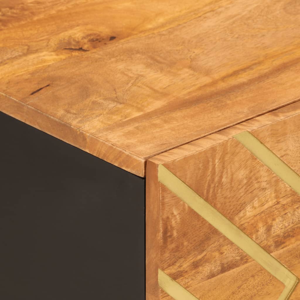 Coffee Table Brown And Black 80X50X40 Cm Solid Wood Mango