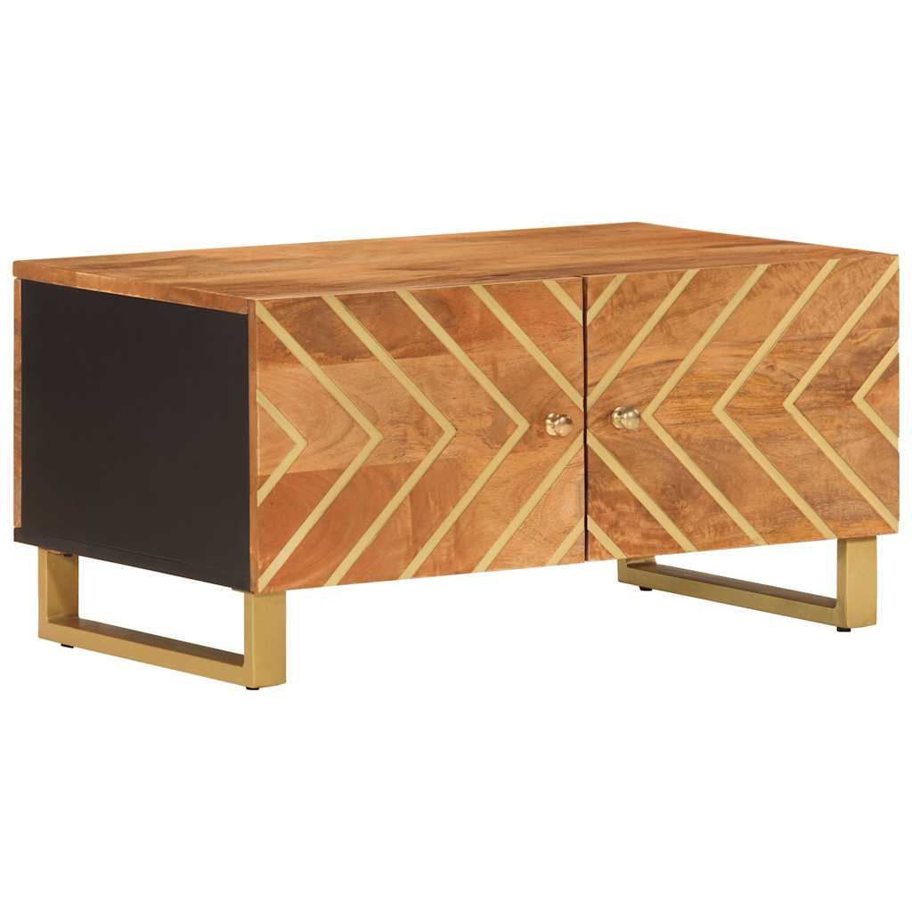 Coffee Table Brown Black 80X50X40 Cm Solid Wood Mango Brown and black MDF iron 8