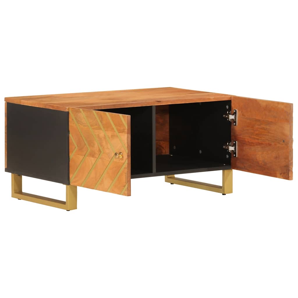 Coffee Table Brown Black 80X50X40 Cm Solid Wood Mango Brown and black MDF iron 8