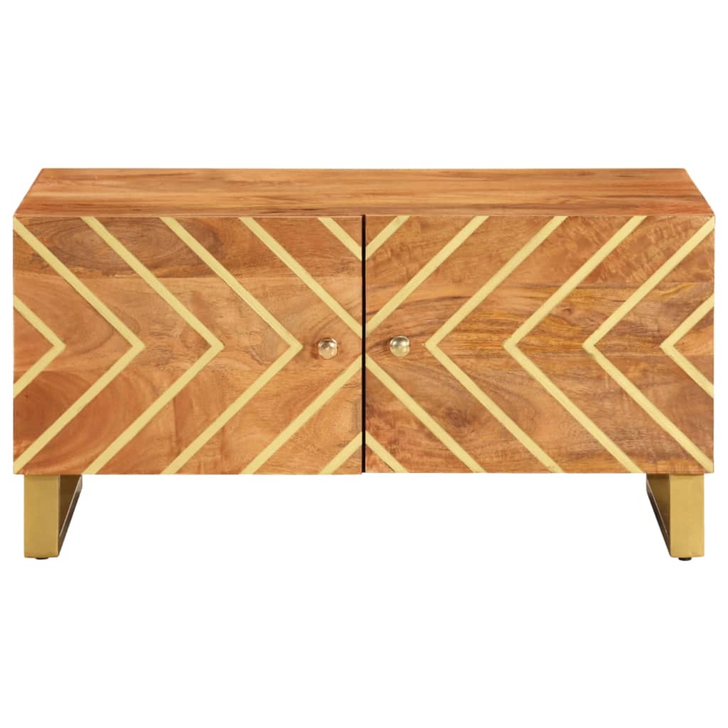 Coffee Table Brown Black 80X50X40 Cm Solid Wood Mango Brown and black MDF iron 8