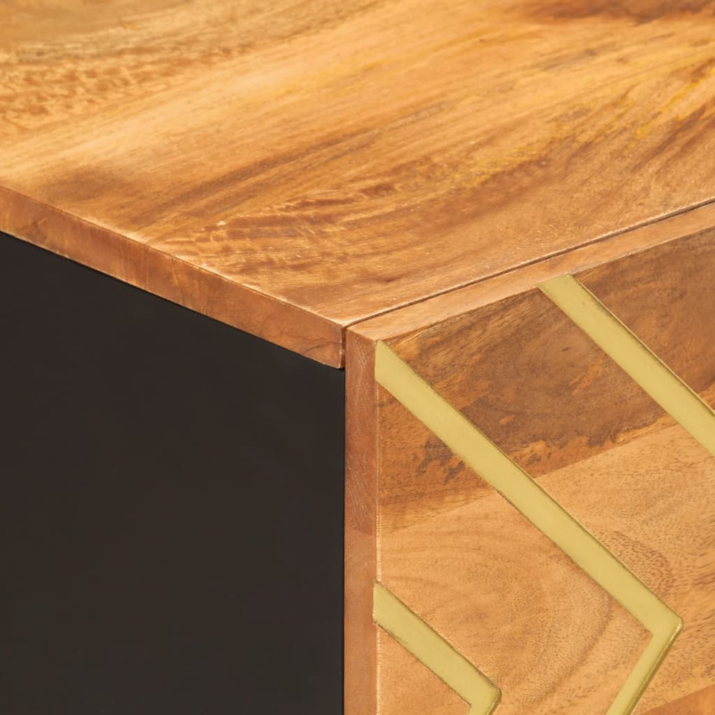 Coffee Table Brown Black 80X50X40 Cm Solid Wood Mango Brown and black MDF iron 8