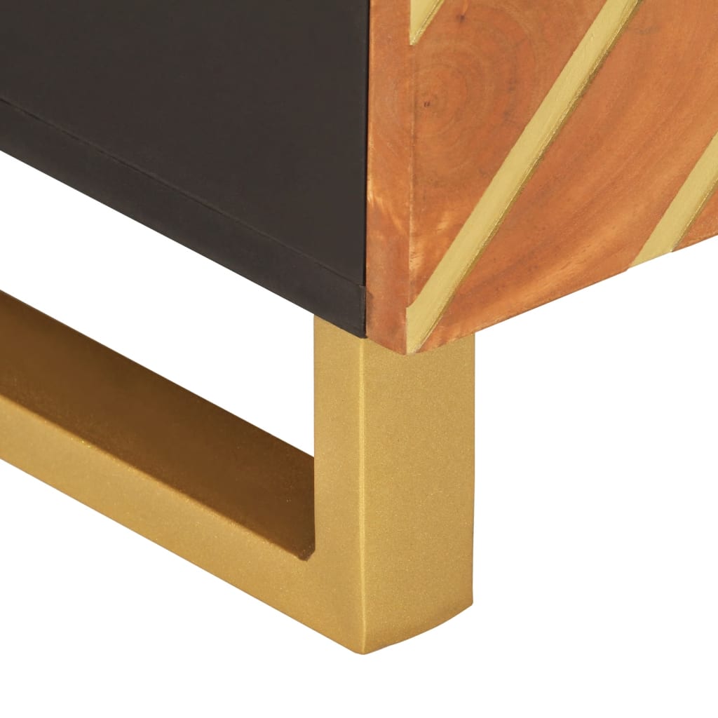 Coffee Table Brown Black 80X50X40 Cm Solid Wood Mango Brown and black MDF iron 8